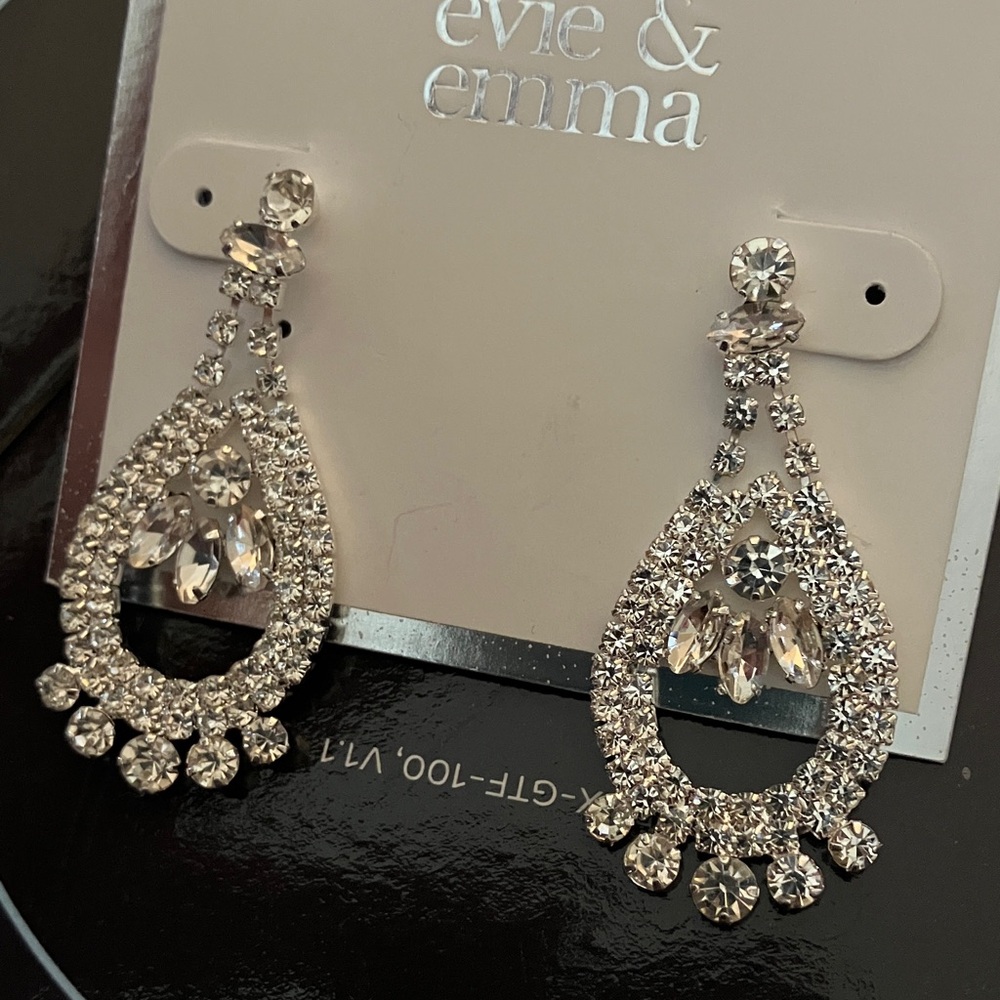 Sparkling Silver Drop Earrings - Picture 3 of 4